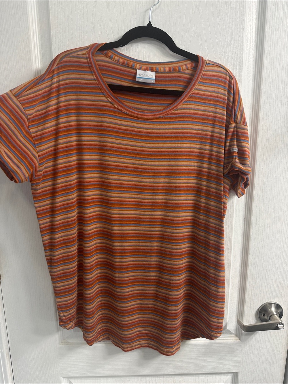 Columbia Casual Striped Earth Toned Short Sleeve Tee